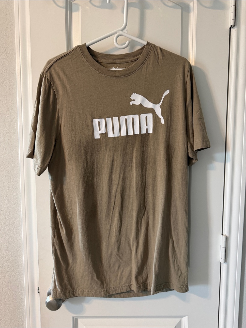 Puma Men's Olive Green Tee with White Logo